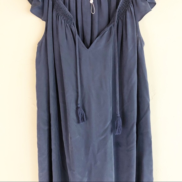 Joie Fayaline Silk Dark Navy Flutter Sleeve Dress - Picture 7 of 7